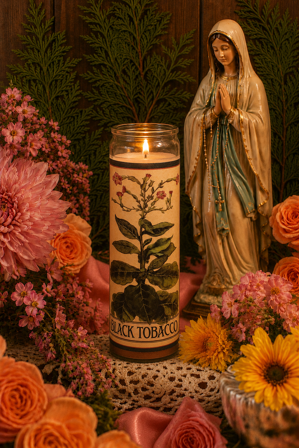 tobacco candle spiritual Black – Creole Moon 4 months Sweet Tobacco Candle | Woody