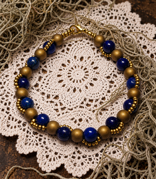 Lapis Lazuli and Pyrite Artisan Bracelet