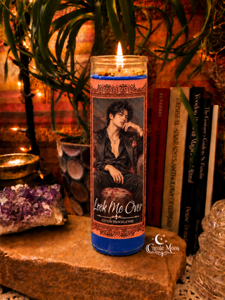 Look Me Over candle in blue