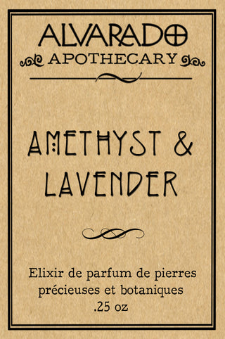 Aceite perfumado con piedras preciosas de amatista y lavanda