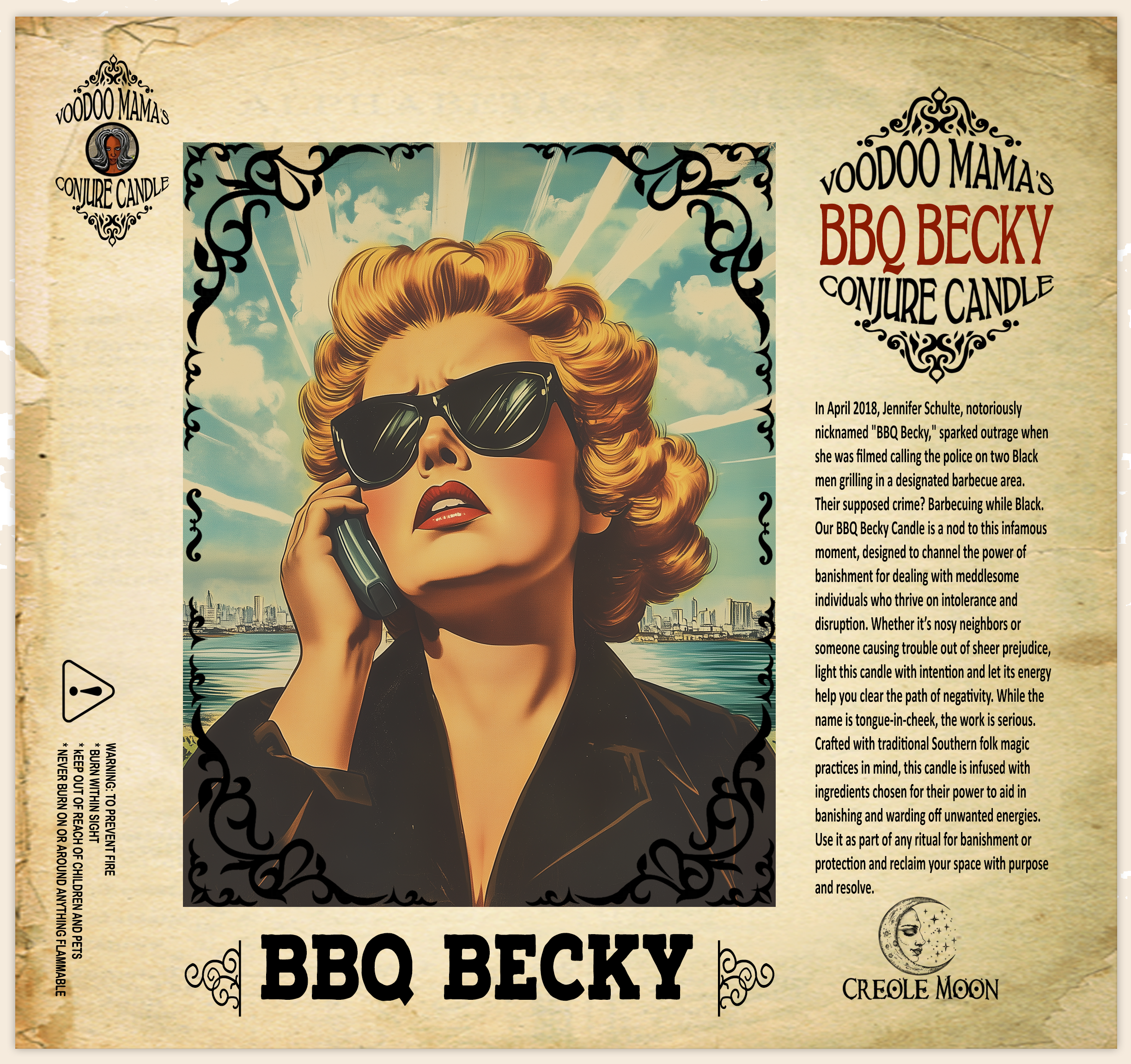 BBQ Becky Social Commentary Candle, a pointed ritual tool for calling out racial injustice.