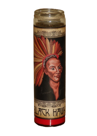 Black Hawk Devotional Candle (Alvarado painting)